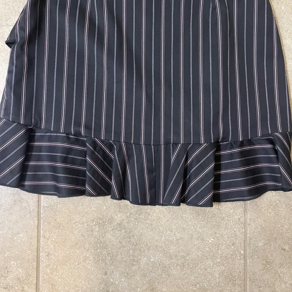Bebe Black White Pink Pinstripe Asymmetric Mini Skirt - Picture 5 of 6